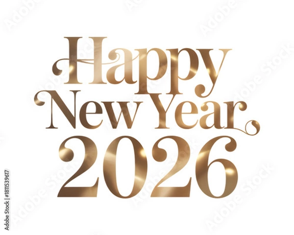 Obraz Elegant Gold “Happy New Year 2026” Typography with Metallic Shimmer