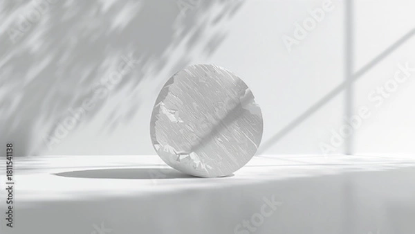 Obraz Textured Sphere White Stone in Bright Minimalist Studio Setting