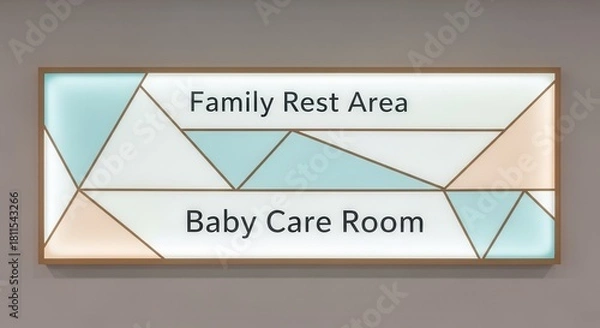 Fototapeta Modern Abstract Signage Indicating Dedicated Family Area and Baby Care Room Spaces