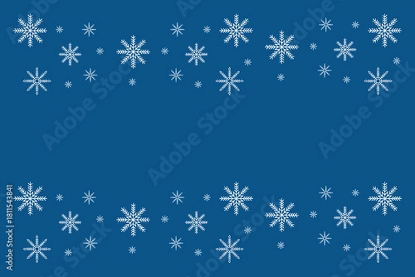 Fototapeta snowflake garland on blue background, Elegant, winter border, Christmas decoration
