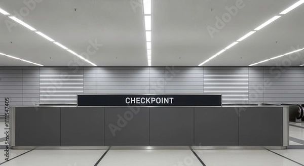 Obraz Modern Checkpoint at Airport or Train Station Interior Perspective