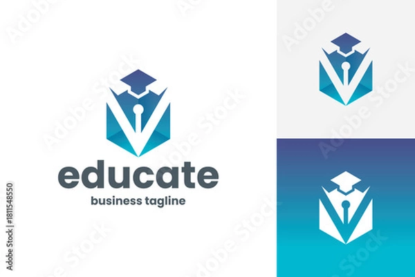 Obraz pen education logo vector