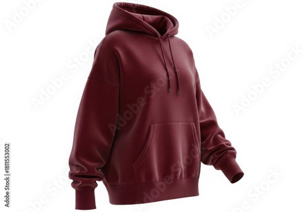 Fototapeta Maroon hoodie with pocket and drawstrings