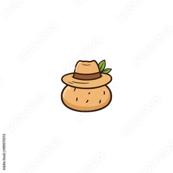 Fototapeta Humorous depiction of a potato character playfully wearing a hat with a leaf accent detail