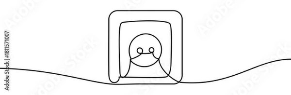 Obraz Continuous line drawing of an electrical outlet. Minimal linear design for electronics and power concepts, isolated on transparent background, vector illustration