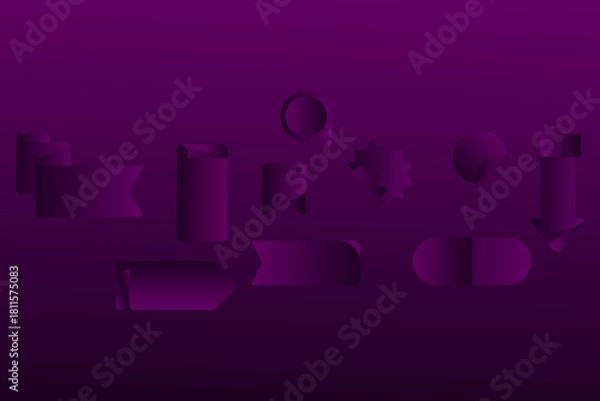 Obraz Dark Purple Gradient Label and Shape Set
