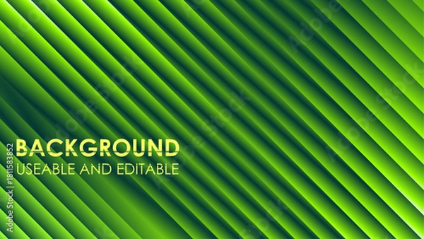 Fototapeta Dynamic Diagonal Green Gradient Stripes | Abstract Slanted Green Pattern Backdrop | Modern Textured Lime and Dark Green | Sleek Green Motion Lines Background