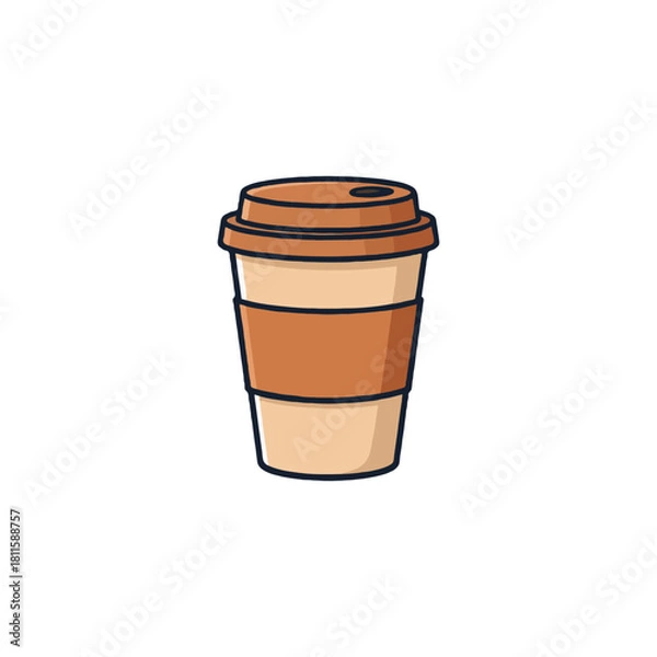 Fototapeta Minimalist coffee cup illustration showcasing simplicity and warmth for a cozy beverage enjoyment