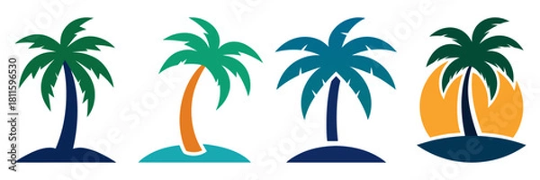 Fototapeta Vector art illustration set of palm trees