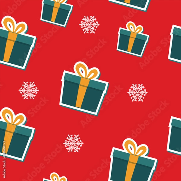 Fototapeta bright geometric seamless pattern with christmas and new year gifts