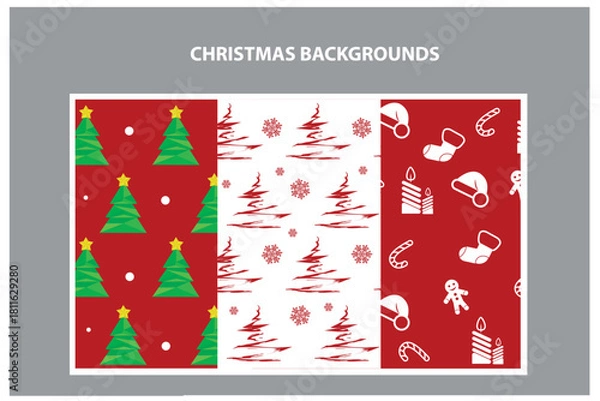 Fototapeta set of christmas backgrounds seamless.eps
