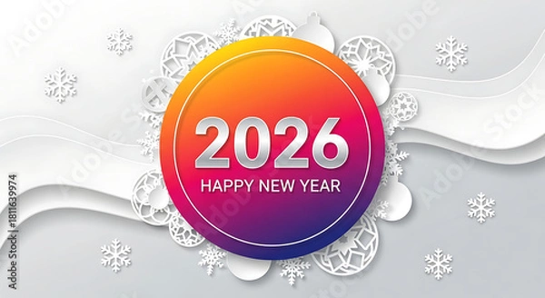 Fototapeta 2026 happy new year celebration with colorful gradient circle