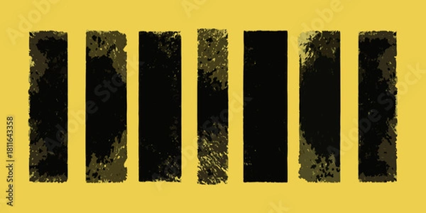 Obraz Abstract black bars on yellow background with textured edges and uneven surfaces