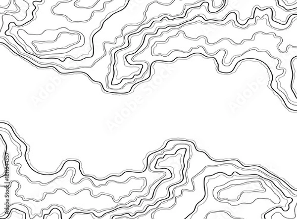 Fototapeta Abstract topographic background in PNG. Wavy contour lines, minimalism, and geometry. Damask steel pattern. Topographic background with empty space for text.