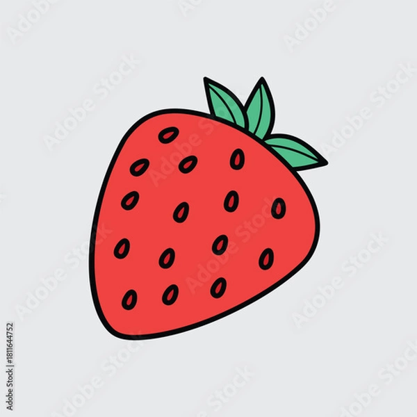 Fototapeta Isolated Strawberry Fruit Vector Graphic Design Featuring Green Leaves and Red Seeds Perfect for Summer Designs and Nutrition Education and Food Themed Projects