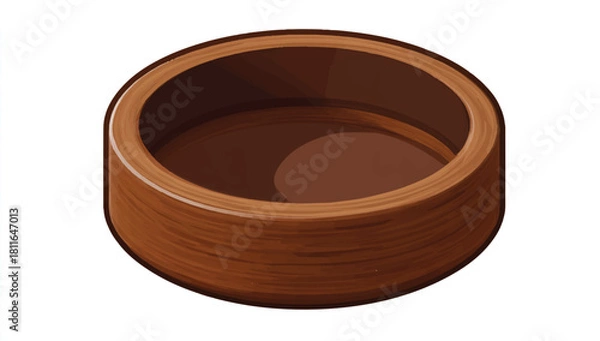 Fototapeta Round wooden container or bowl for food preparation or storage use