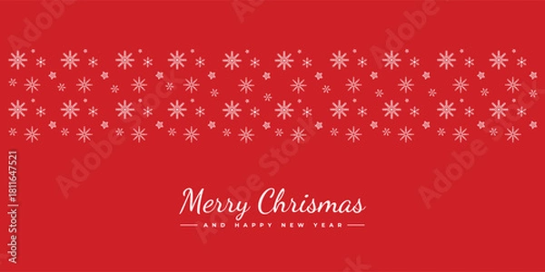 Fototapeta Christmas seamless snowflake border, flake header, banner, backdrop