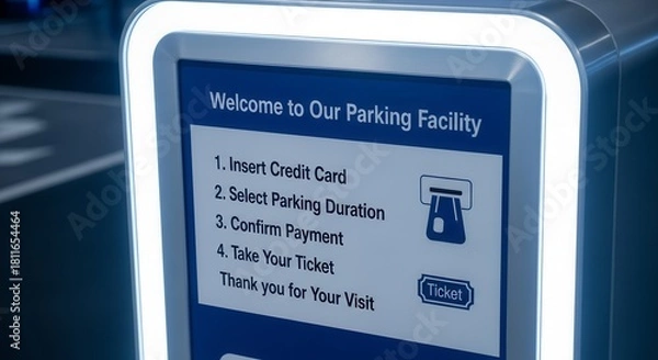 Fototapeta Parking Facility Interface Displaying Payment Instructions For Ticket Purchase