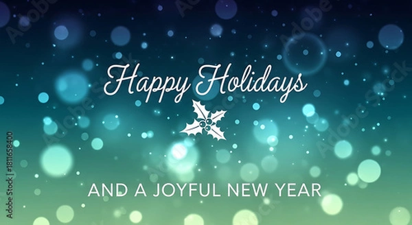 Fototapeta Happy holidays and a joyful new year festive bokeh lights