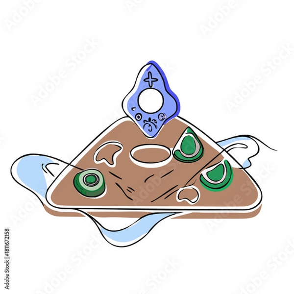 Fototapeta Abstract illustration of a traditional dessert with green toppings  