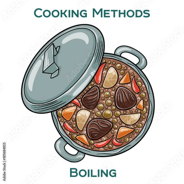 Obraz Boiling. Cooking methods. Hand-drawn vector illustration.