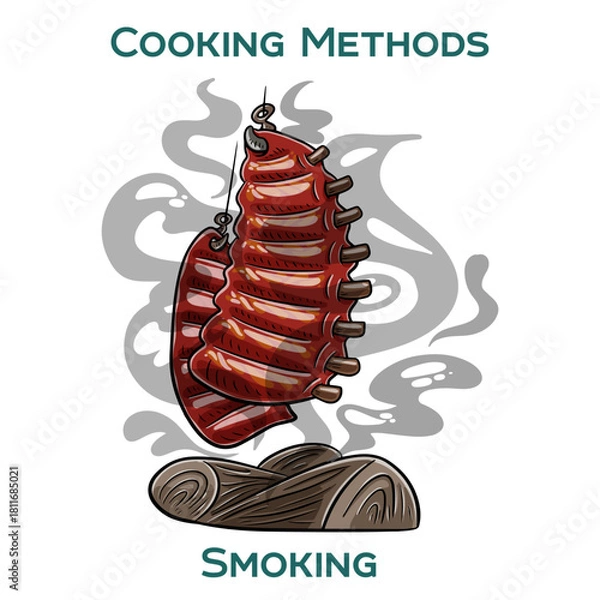 Obraz Smoking. Cooking methods. Hand-drawn vector illustration.