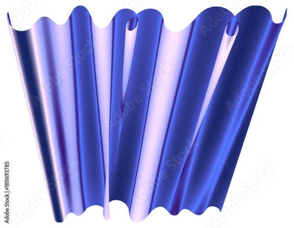 Fototapeta Abstract 3d render wavy shiny blue and lavender shapes, fluid dynamic graphic element
