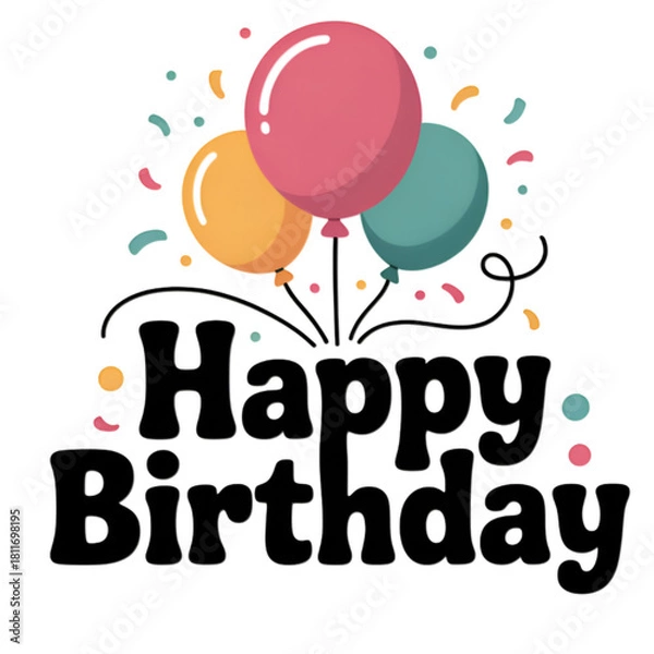 Fototapeta happy birthday card with balloons