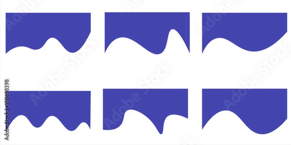 Fototapeta Collection of dividers shape templates. Modern separator header for website and app. Curve lines, wave collection of abstract design element for top and bottom page web site.
