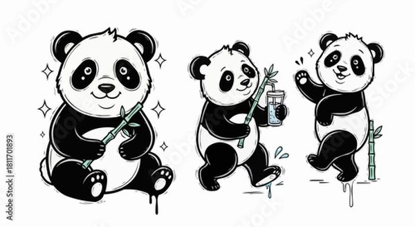 Fototapeta panda bear vector illustration