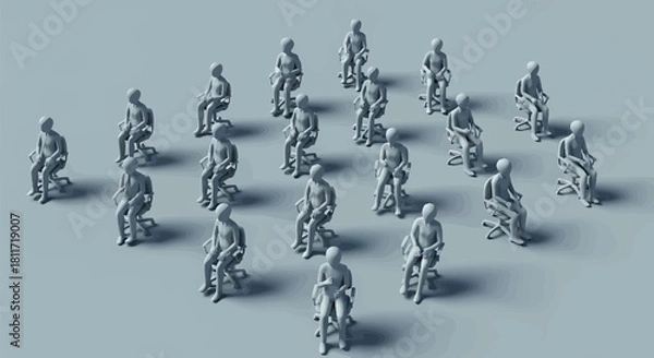 Fototapeta Group of People Sitting on Chairs in a Meeting Formation Concept