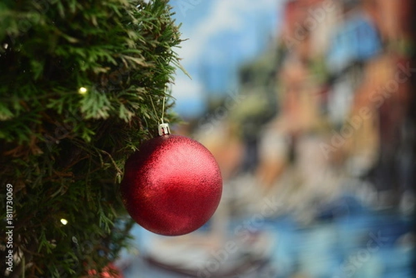 Obraz red christmas ball