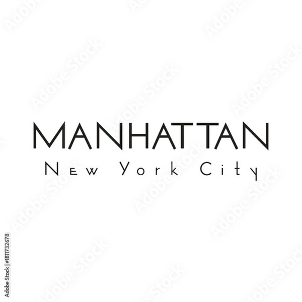 Fototapeta Elegant minimal typography featuring the word “Manhattan” with refined letter spacing and a modern “New York City” caption. stylish, and perfect for contemporary fashion and urban design themes.

