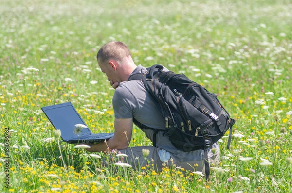 Obraz young man from notebook