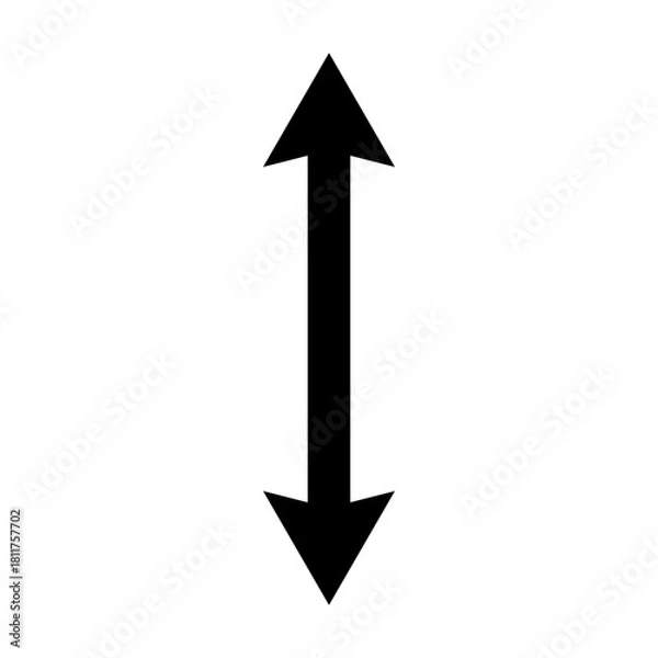 Obraz Double ended straight long arrow pointer. Dual arrow. Vector illustration on white background.