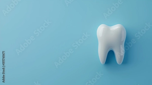Obraz White tooth on blue background