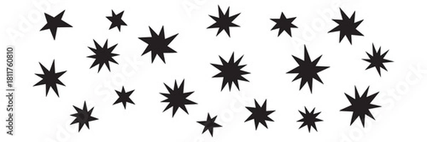 Obraz Scattered black starburst shapes form a simple abstract pattern