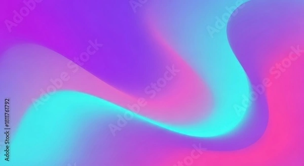 Fototapeta Vibrant abstract background featuring a smooth, fluid holographic mesh gradient in dynamic shades of purple, blue, and pink