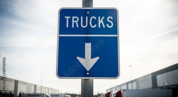 Fototapeta Trucks Sign Directing Entry Into Storage And Transportation Premises Clearly Displayed