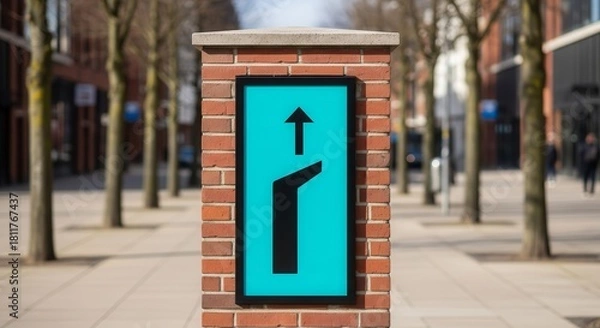 Obraz Urban Direction Signage Emphasizing Upward and Left Turns in a City Environment