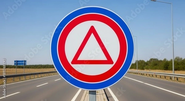 Obraz Warning And Restriction Road Sign: A Guide For Drivers On The Open Highway Travel