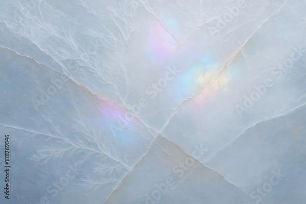 Obraz Weiße kristalline Oberfläche mit irisierendem Schimmer