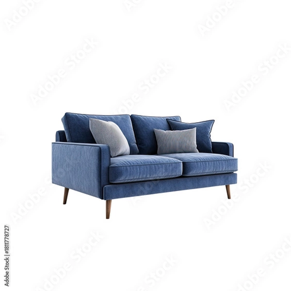Obraz Stylish blue sofa with pillows