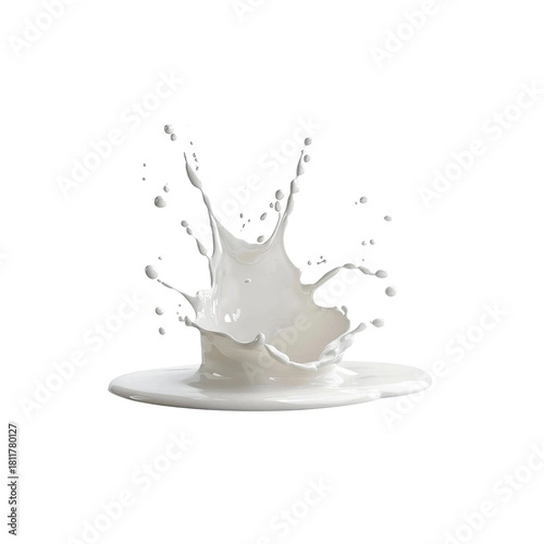 Fototapeta Milk crown splash isolated on Transparent Background