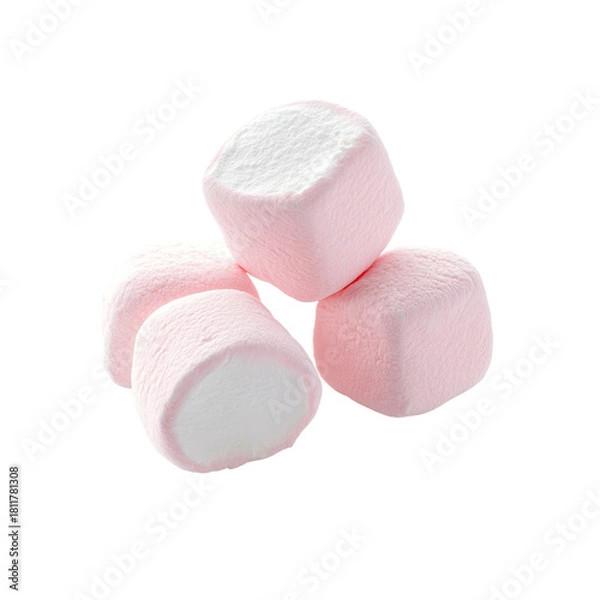 Fototapeta Stack of pink marshmallows on Transparent Background