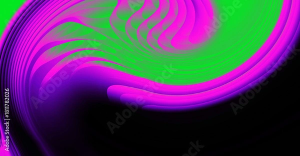 Fototapeta Bright blue violet, neon light green background. Abstract liquid purple pink swirl wave. Glitch Art trippy digital screen. Backdrop. banner. Template. Luxury texture. Card. wallpaper. Spiral pattern.