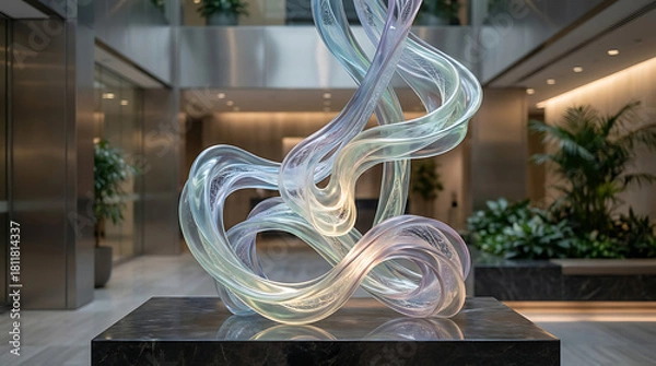 Obraz Abstract liquid sculptures with smooth flowing ribbons and detailed textures for digital advertising and product visuals