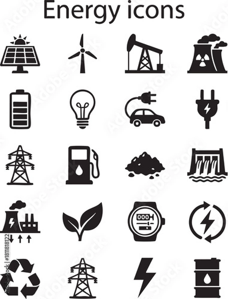 Obraz Energy Vector Icon Sheet – Power and Electricity Icons
