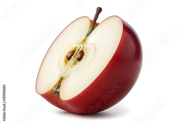 Obraz Sliced Red Apple: Crisp Interior and Seeds on White Background