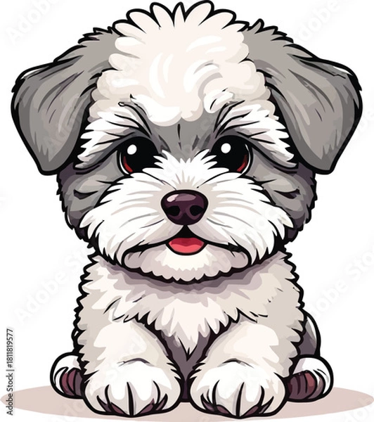 Fototapeta Cute cartoon a illustrator vector Maltipoo